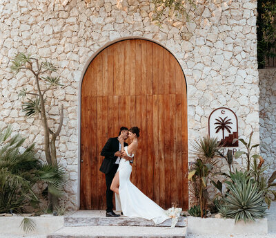 Beautiful destination wedding ceremony in Tulum, Mexico.