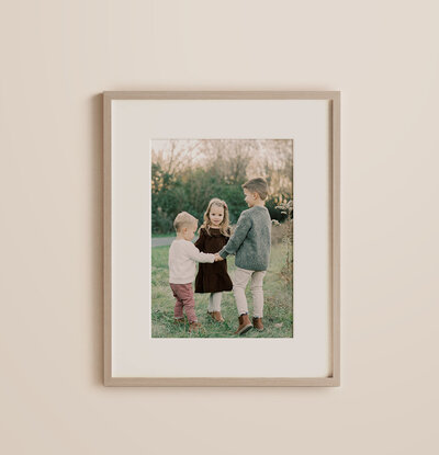Family photo printed on canvas with frame.