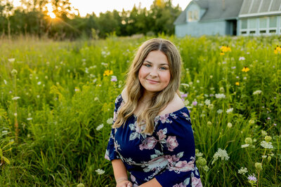 high school senior in flowers