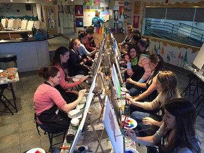 Photo of Rising Tide members painting at a meetup