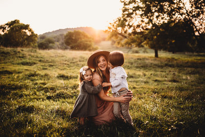 woman and children smiling