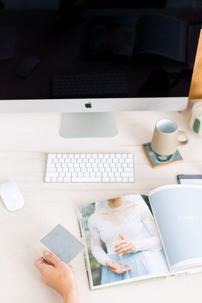 Flatlay photo with branding and business props