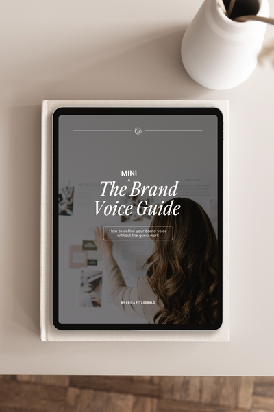 The cover page of a free guide titled: The Mini Brand Voice Guide