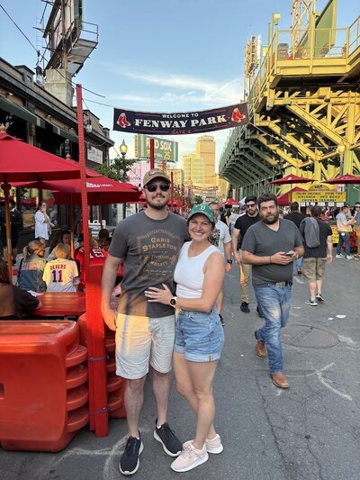 emily arranging centerpieces at a west michigan wedding