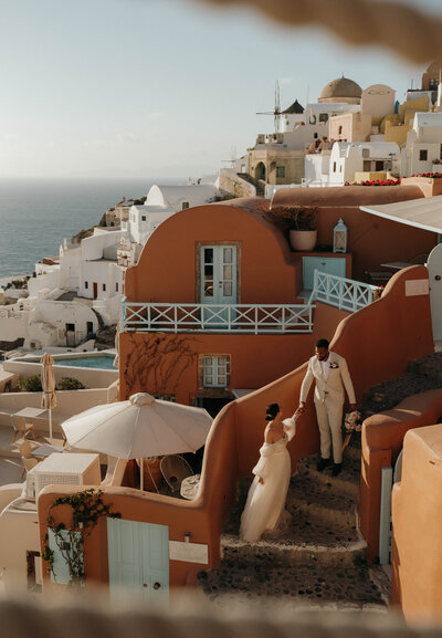 couple during elopement in greece