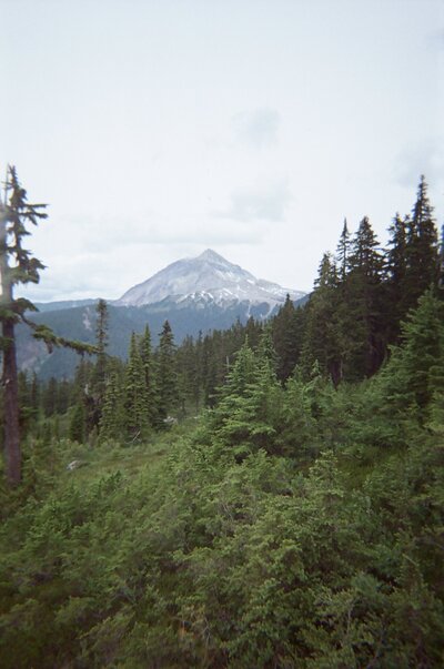 A film photo of the view on the hike to Elfin Lakes in Garibaldi Provincial Park