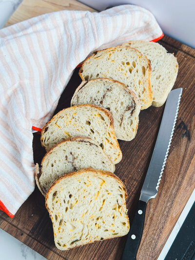 Slices of freshly baked bread ready for ordering from this week's Mind Your Biscuits menu.