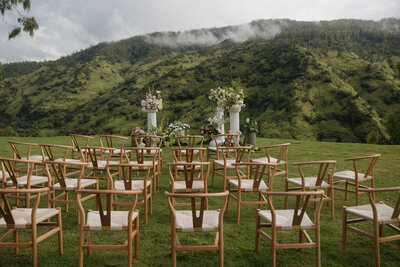 Mountain wedding ceremony details captured at Waialua Valley Farm on North Shore Oahu, Hawaii