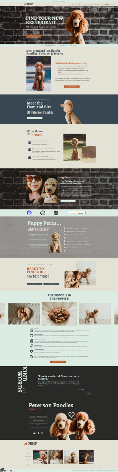 Peterson Poodles website design