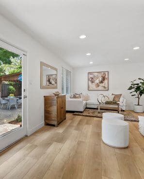 Modern living room of a Los Gatos home for sale