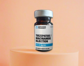 Close-up photo of a vial containing Tirzepatide medication. The vial is labeled with the drug's name and dosage information. Tirzepatide is a medication used for the treatment of type 2 diabetes and obesity. The vial is typically used for administering the medication via injection, offering patients a convenient and effective treatment option.