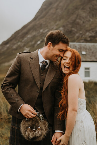 Couple eloping in the mountains