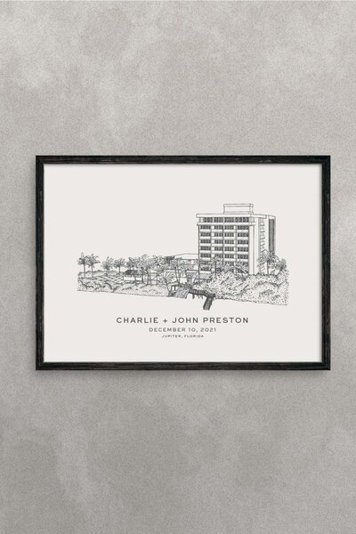 Jupiter Beach Resort Illustration Art Print_Framed