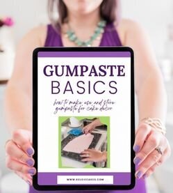 a mockup preview of gumpaste basics featuring the cover page and an icon that says instant download
