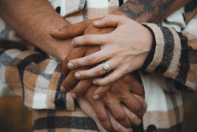 A SUPER FUN AND PLAYFUL ENGAGEMENT SESSION OUT AT THEIR FAMIYL POND. DRINKS AND ROLLING AROUND IN THE LEAVES,