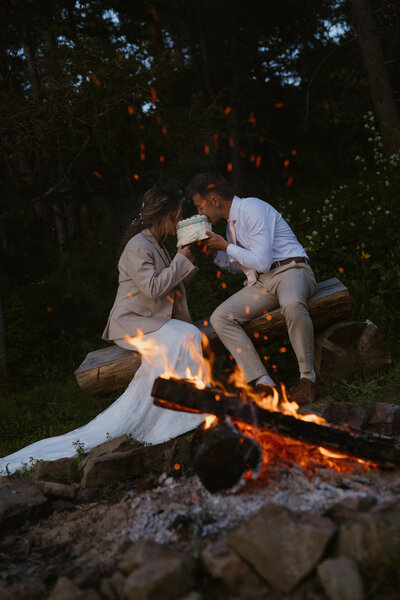 marries couple by fire eating cake 