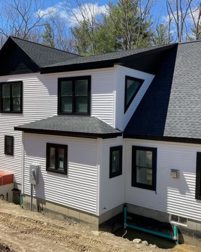 New build residential house with a completed roof