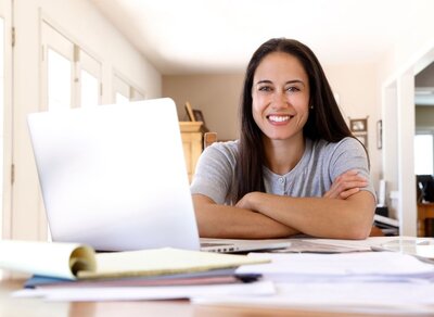 Woman confidently and gladly taking the lead