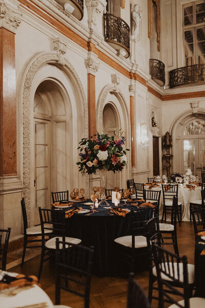Wedding Reception table set up at Anderson House