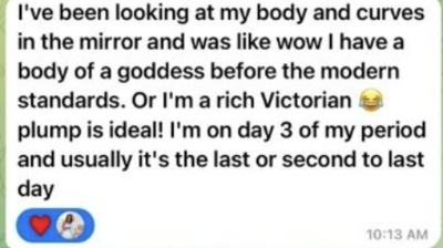 Client testimonial expressing deep body confidence and self-love transformation through Emily Michele’s mentorship.