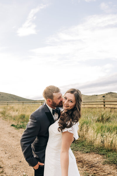 Bride and Groom in Ennis Montana, married at Bar MZ Ranch