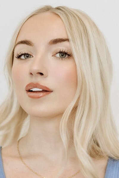 Blonde with classic lash extensions in Austin