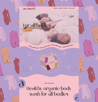 Website design for unisex natural body wash brand
