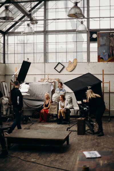 a photoshoot in a studio