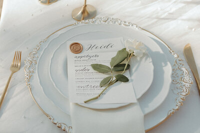 Custom Menu with Wax Seal and Place Card