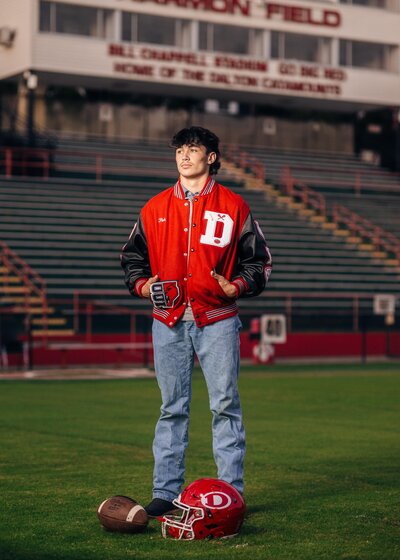 Senior Athlete with Football Jacket
