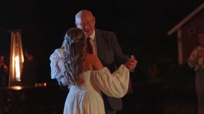 Bride dancing with grandpa that walked her down the aisle. grandpa super happy