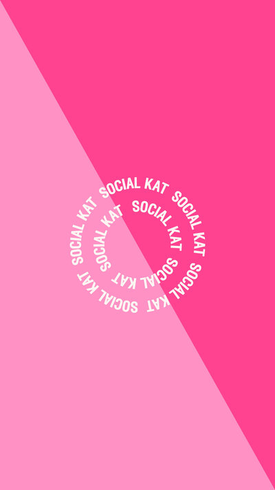Social Kat Media stamp logo with pink background