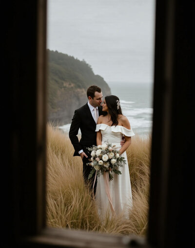 Bride posing at wedding venue