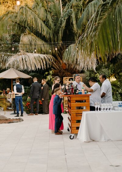 Wedding guests enjoying the outdoor celebration