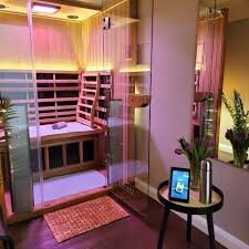 Full-spectrum infrared sauna setup at Rise Lagree Studio in Poway for post-workout recovery