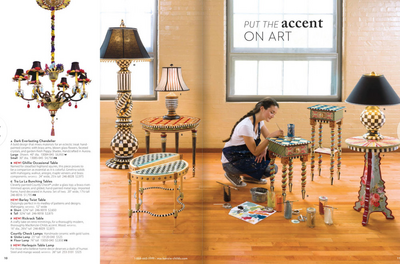 Mackenzie-Childs furniture design showcasing vibrant living spaces, modern furniture, and creative home styling