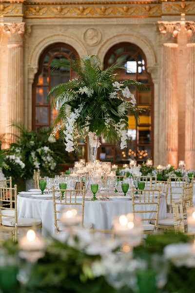 Stunning white orchids and greenery classic wedding in the Circle ballroom by Xquisite Event and Fabuluxe Event 