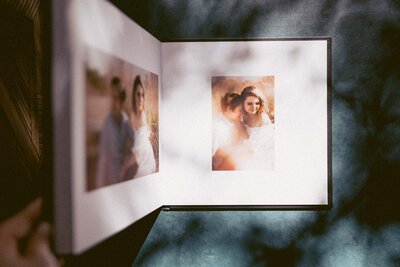 Fine art album included in Houston wedding photography package