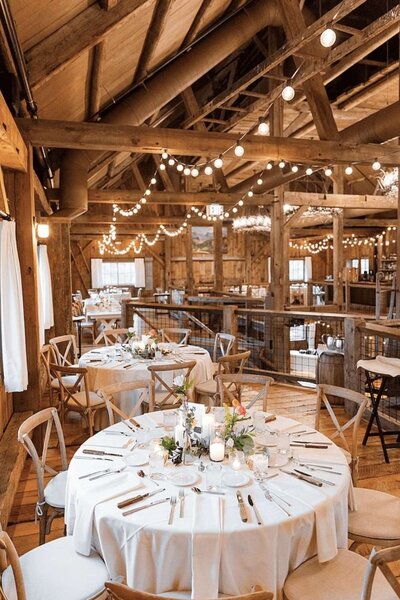 The Barn on the Pemi - Indoor Barn Reception Wedding Setup