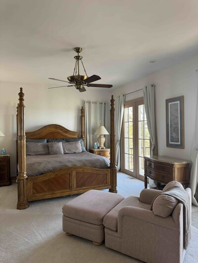 Ground view of a gorgeous stone chateau in a forest. 