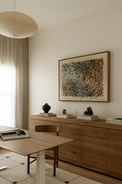 home-office-tyler-guinn-art-painting-oak-cabinet-desk-noguchi-pendant-scandinavian-japanese-interior-house-franc