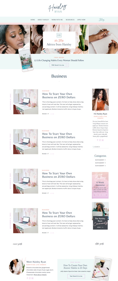 Easy to update Showit website for Coaches, VAs and Service Providers