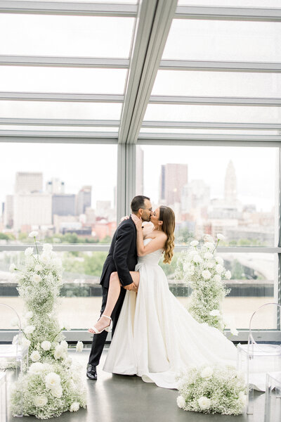 Luxury rooftop wedding at Revery North 4th Corridor in Columbus Ohio black tie wedding