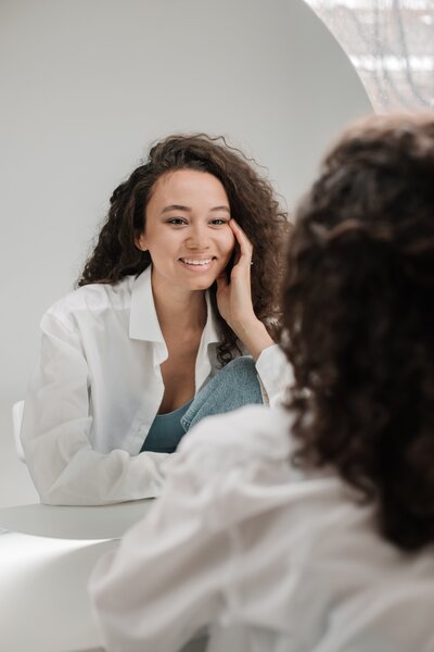 women looking in the mirror