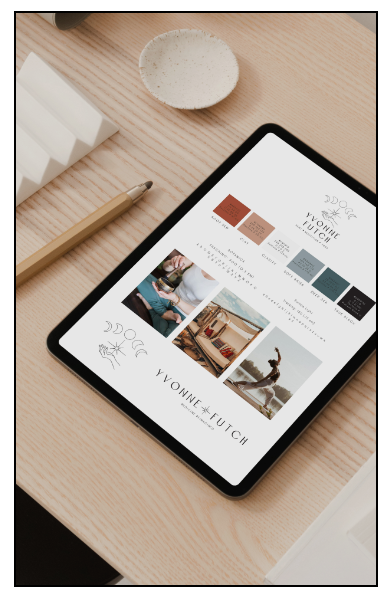 iPad mockup of wellness brand's brand assets and guidelines.