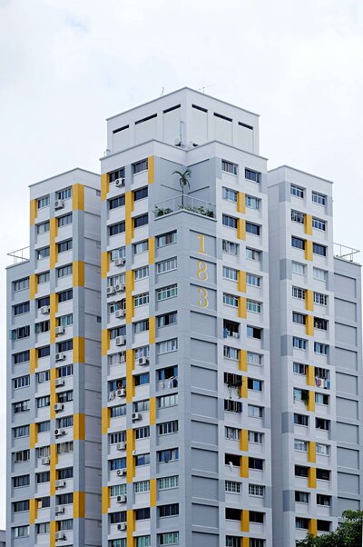 grey and yellow apartment building