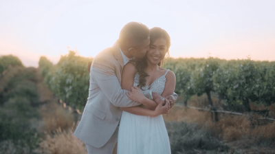 Romantic sunset wedding photos of a Filipino couple at Nirvana Estate, Bakersfield, California.