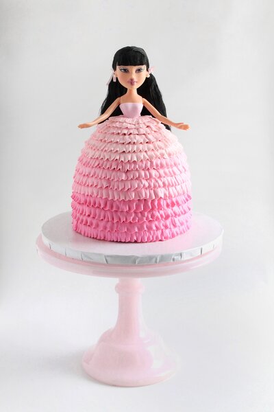 Ombre Ruffle Doll Cake