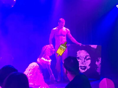 Brent Ray Fraser Paints Portrait of Drag Star Shequida Bartschland Public Follies 2018