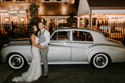 A bride and groom on their wedding day in North Carolina